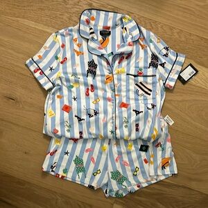 Kate Spade Aqua Stripe Pajama Set
